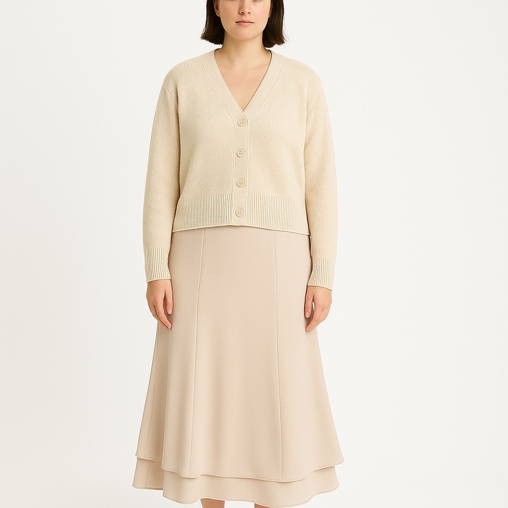 Joseph Ribkoff Nude Crepe Midi Skirt Size 8 Romantic Feminine Oldies Chic - Picture 12 of 12
